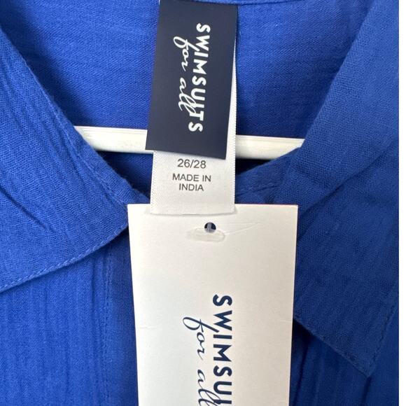 Swimsuits For All Women's Plus Size Swim Cover-Up Royal Blue Size 26/28 NWT - Picture 7 of 10